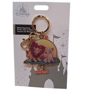 Disney Parks THE LION KING Simba & Nala FIRE SIGN Keychain Purse Charm NEW